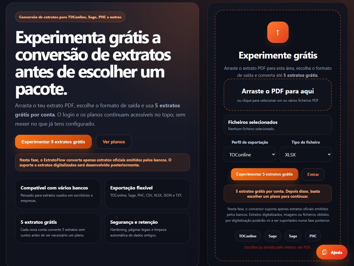 Teste grátis: 5 extratos sem cartão.